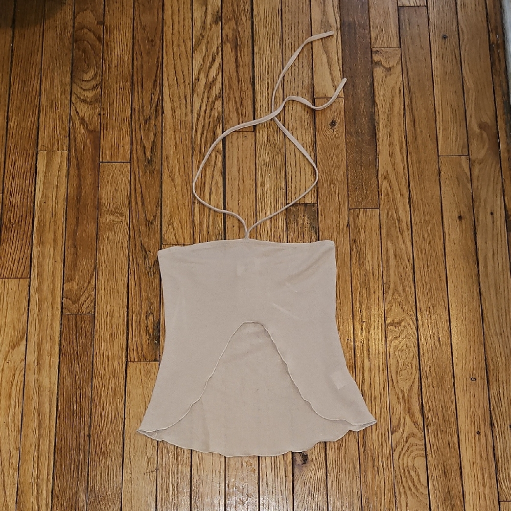 Princess Polly Beige Halter Crop Cut Out Top Coachella